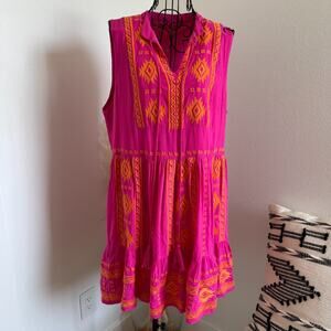 Pink and Orange Sleeveless Mini Dress
